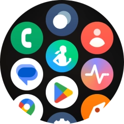 Press the Samsung Health icon. Press the Samsung Health icon.