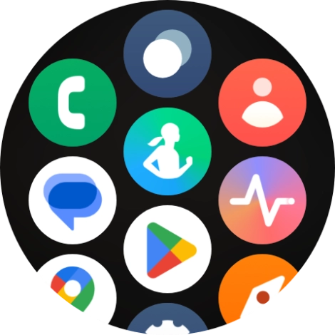Press the Samsung Health icon. Press the Samsung Health icon.