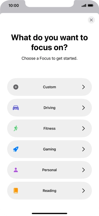Press the required focus mode and follow the instructions on the screen to add the selected focus mode.