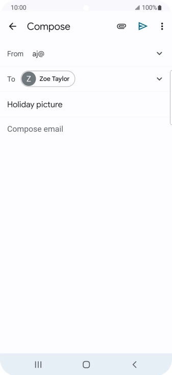 Press the text input field and write the text for your email message. Press the text input field and write the text for your email message.