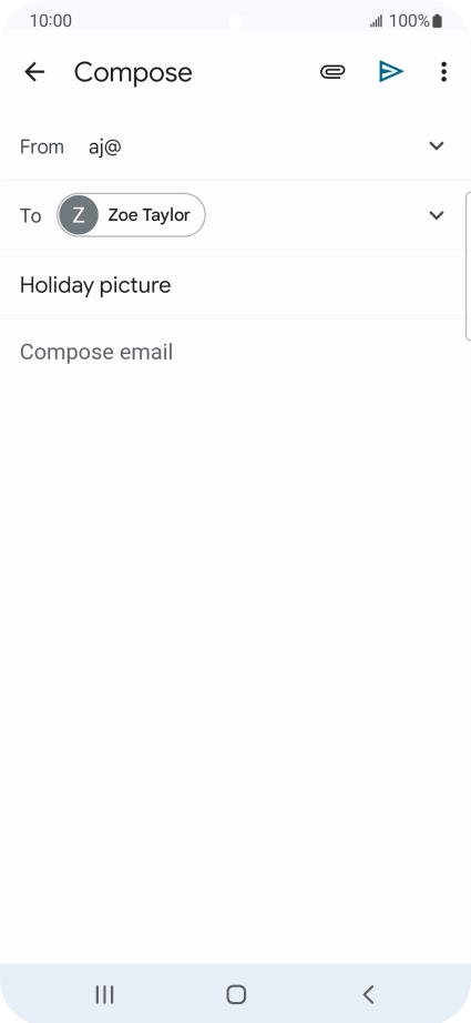 Press the text input field and write the text for your email message. Press the text input field and write the text for your email message.