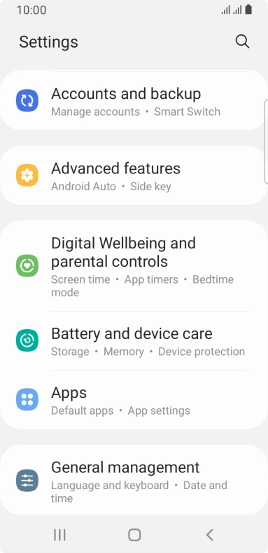 Press Battery and device care.