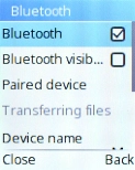 Select Bluetoth visibility to turn Bluetooth visibility on or off.