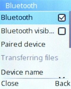Select Bluetoth visibility to turn Bluetooth visibility on or off.