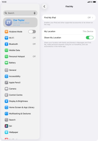 Press Find My iPad.