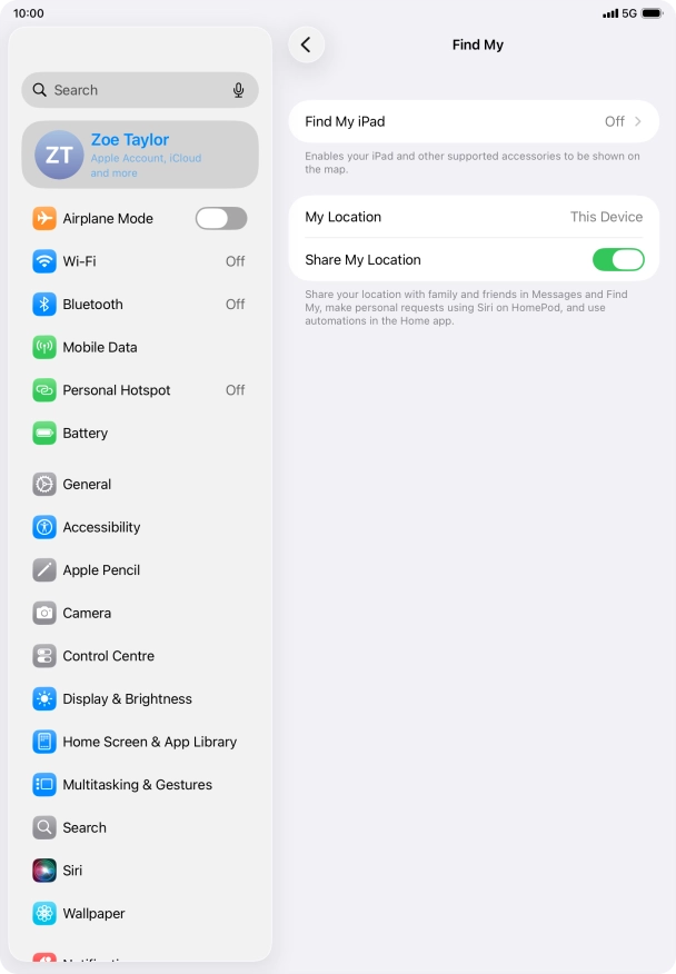 Press Find My iPad.
