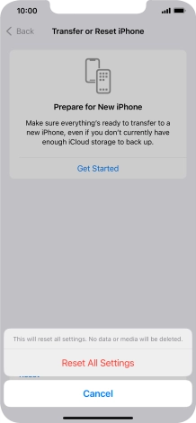 Press Reset All Settings. Press Reset All Settings.