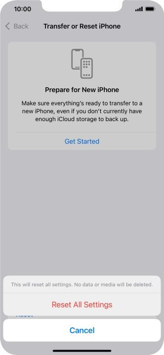 Press Reset All Settings. Press Reset All Settings.