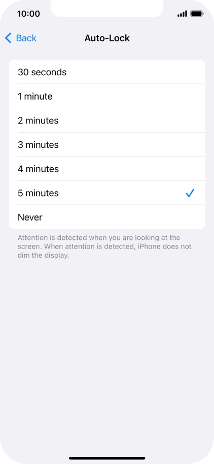 Press the required setting.