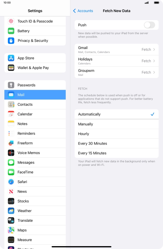 If you turn off the function, press the required setting.