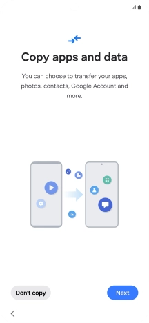 When this screen is displayed, your phone is ready to restore content from a Google One backup.