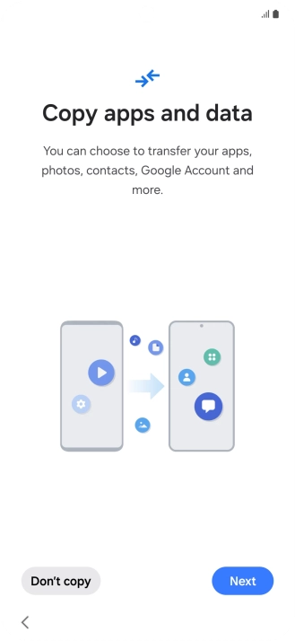 When this screen is displayed, your phone is ready to restore content from a Google One backup.