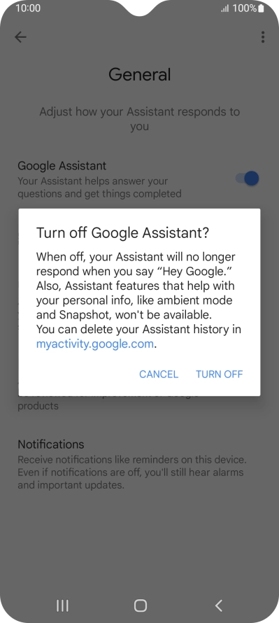 If you turn off the function, press TURN OFF.