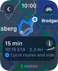 Turn the Digital Crown to see the suggested routes.