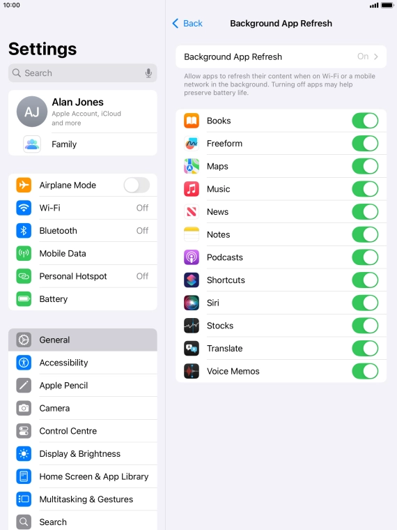 Press Background App Refresh.