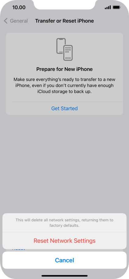 Press Reset Network Settings. Press Reset Network Settings.