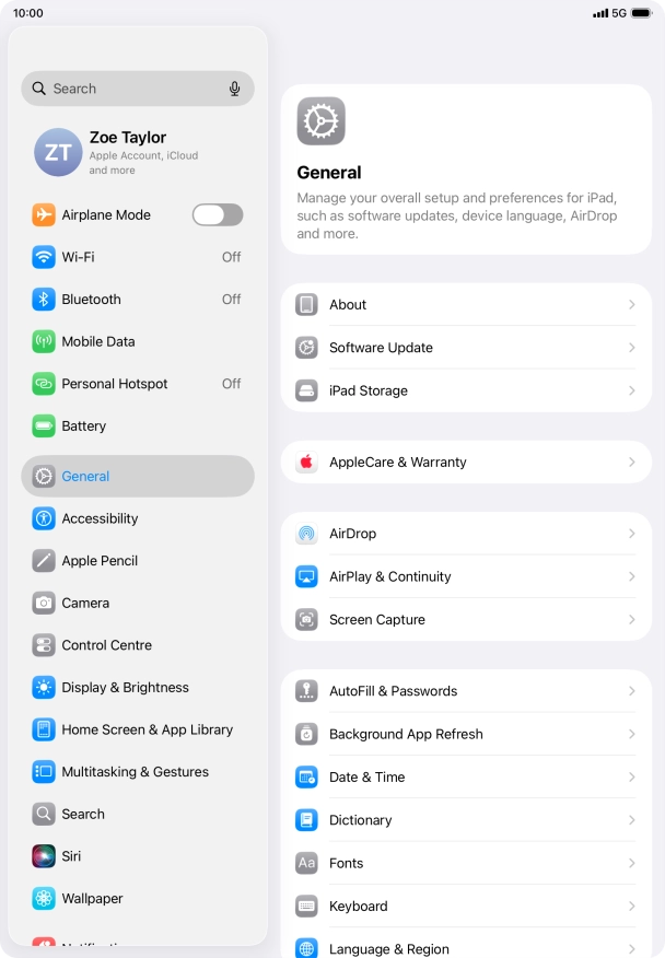 Press Mobile Data.