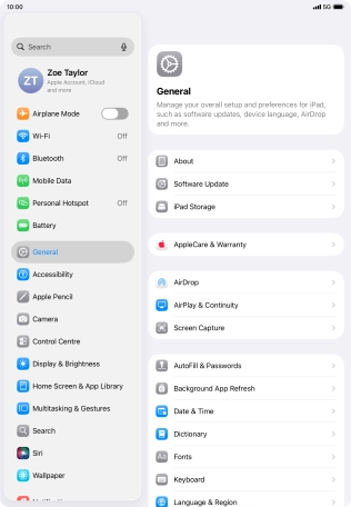 Press your Apple Account. Press your Apple Account.