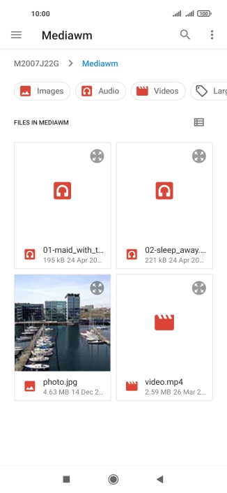 Press the required file. Press the required file.