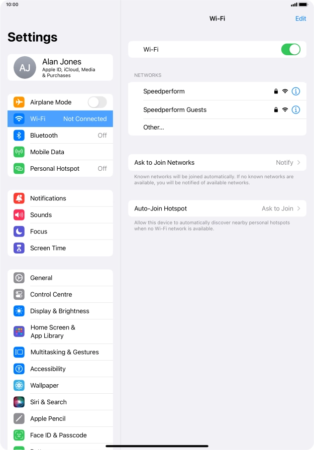 Press the required Wi-Fi network and key in the password for the Wi-Fi network.