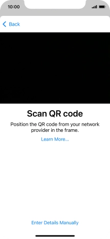 Place the QR code you've received inside the phone camera frame to scan the code. Your eSIM is transferred to your new phone over the internet.