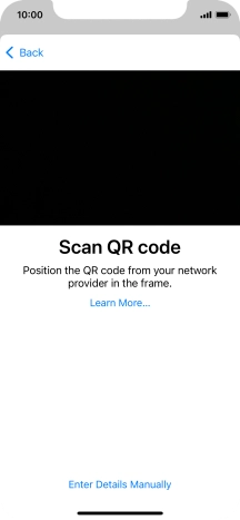 Place the QR code you've received inside the phone camera frame to scan the code. If you’ve deleted your eSIM, you can re-add it using your existing QR code. If you’re having problems, see our FAQ.