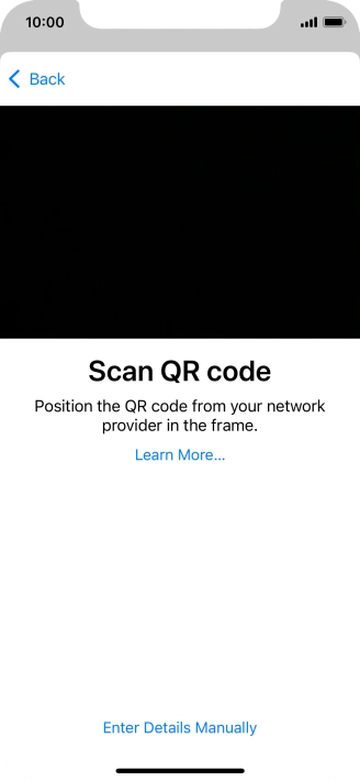 Place the QR code you've received inside the phone camera frame to scan the code. Your eSIM is transferred to your new phone over the internet.