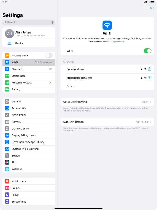 Press the required Wi-Fi network and key in the password for the Wi-Fi network.