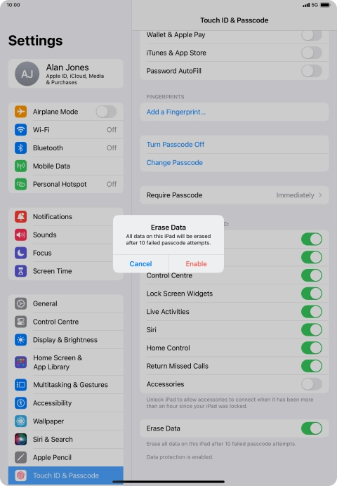 If you turn on the function, press Enable. If you turn on the function, press Enable.