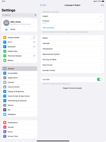 To subsequently select another language as the default language, press the move icon next to the required language and drag it to the top of the list.