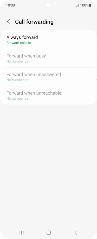 Press the required divert type. Press the required divert type.