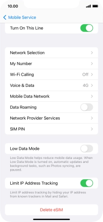 Press Delete eSIM and follow the instructions on the screen to delete your eSIM.