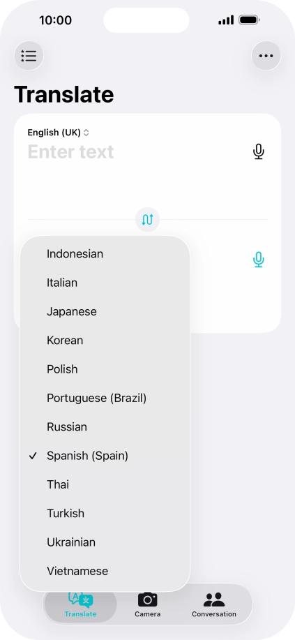 Press the required target language. Press the required target language.
