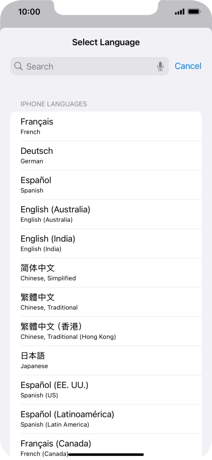 Press the required language. Press the required language.