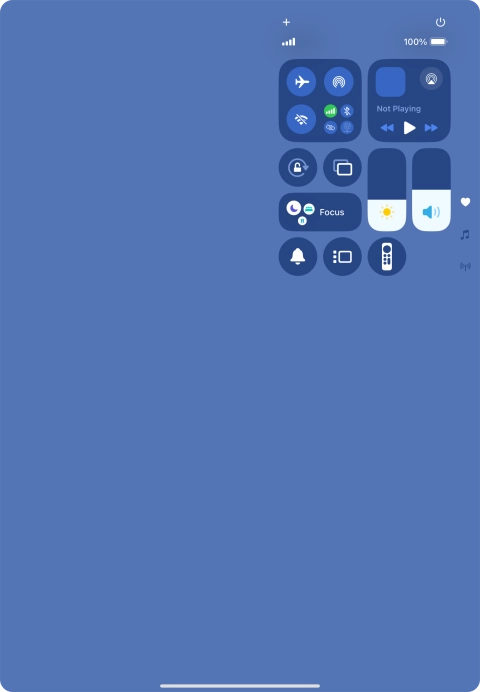Slide your finger up or down on the screen to select the required Control Centre page.