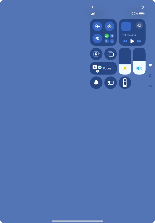 Slide your finger up or down on the screen to select the required Control Centre page.
