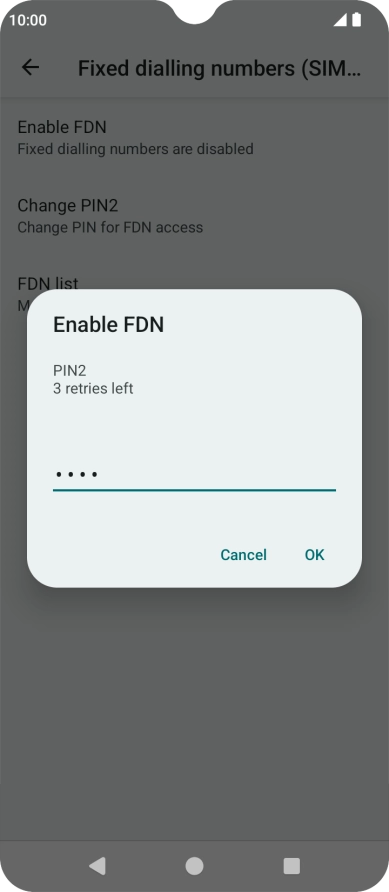 Key in your PIN2 and press OK. The default PIN2 is 1111.
