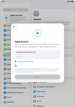 Press Password and key in the password for your Apple Account.