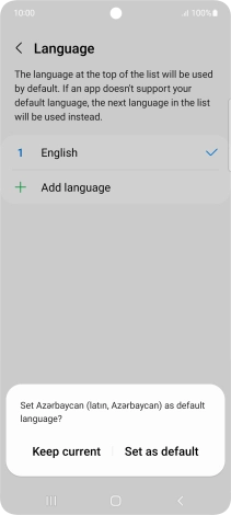 To select the new language as the default phone language, press Set as default.