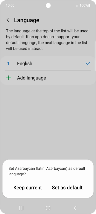 To select the new language as the default phone language, press Set as default.