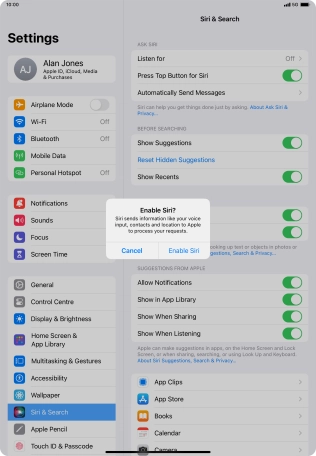 Press Enable Siri. Press Enable Siri.