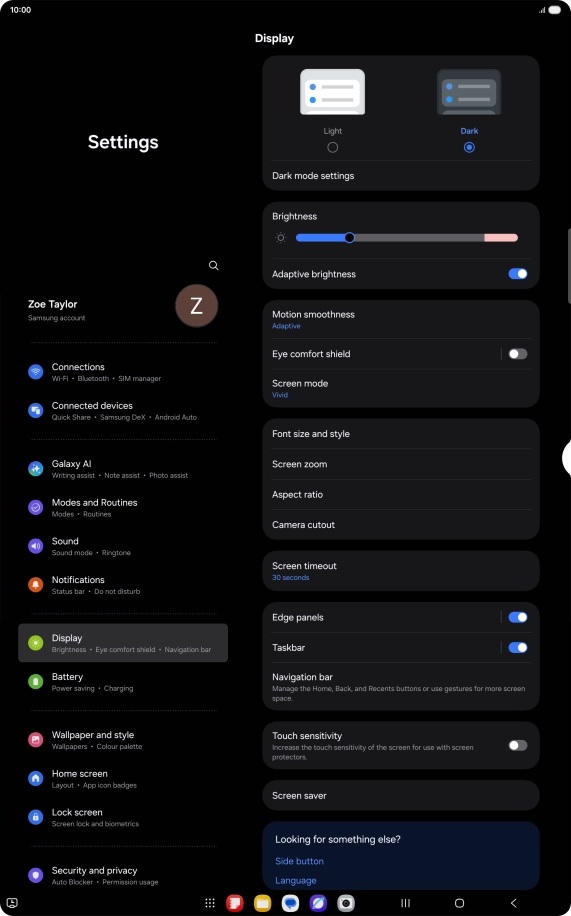 Press Dark mode settings. Press Dark mode settings.