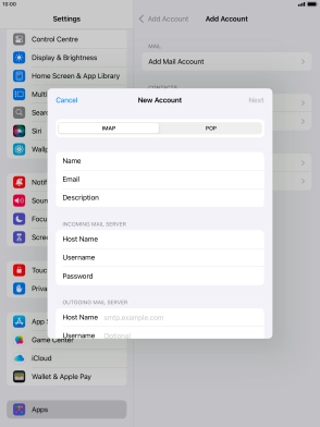 Press Host Name and key in the name of your email provider's outgoing server.