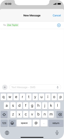 Press the text input field and write the text for your text message. Press the text input field and write the text for your text message.