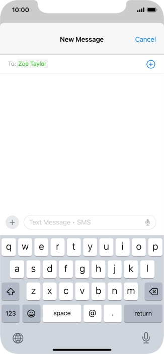 Press the text input field and write the text for your text message. Press the text input field and write the text for your text message.