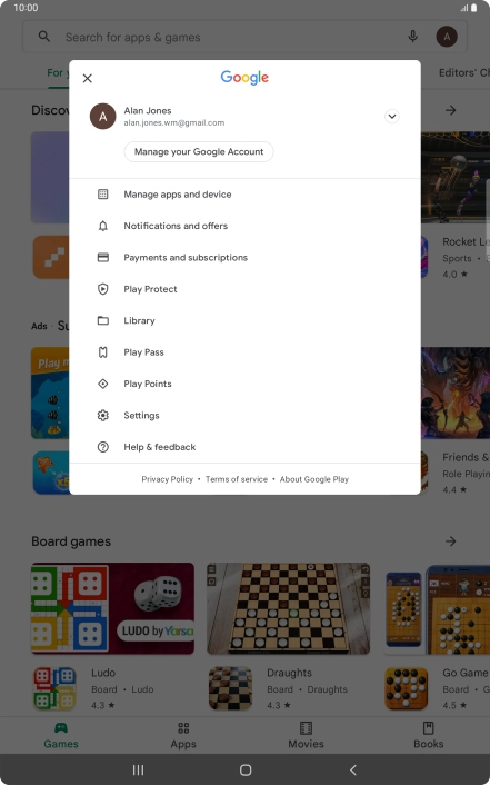 Press Manage apps and device. Press Manage apps and device.
