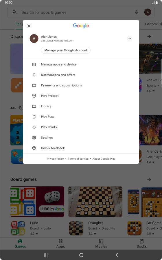 Press Manage apps and device. Press Manage apps and device.