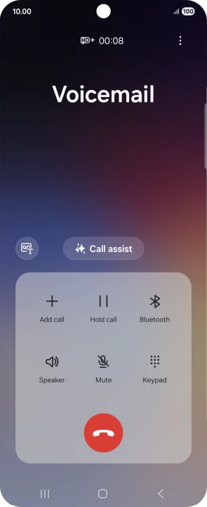 Press the end call icon. Press the end call icon.