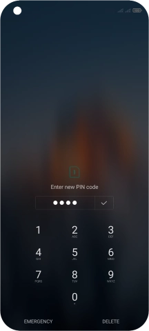 Key in a new four-digit PIN and press the confirm icon.