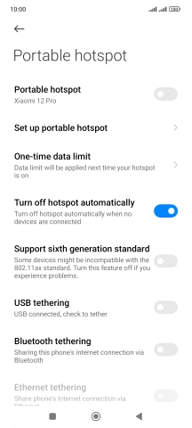 Press Set up portable hotspot. Press Set up portable hotspot.